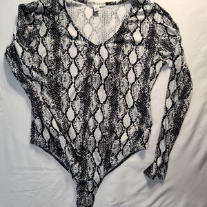 Snake Print Long Sleeve Bodysuit